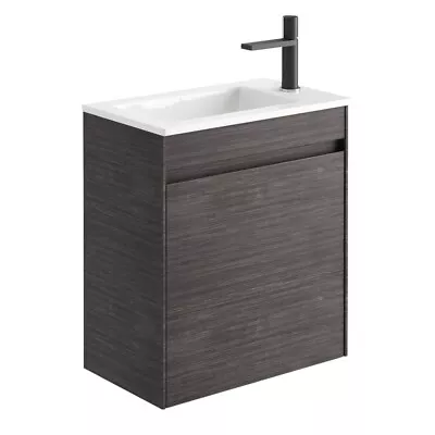 Small Bathroom Sink Compact Cloakroom Wall Vanity Unit 440 550mm Oak White Grey • £144.20