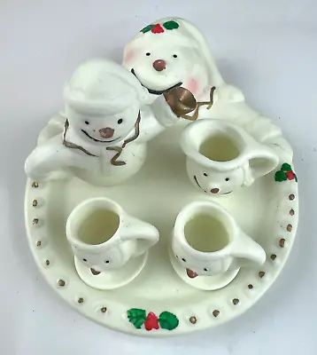 Decorative Miniature Mini Tea Set Holiday Christmas Winter Snowman • $14.69