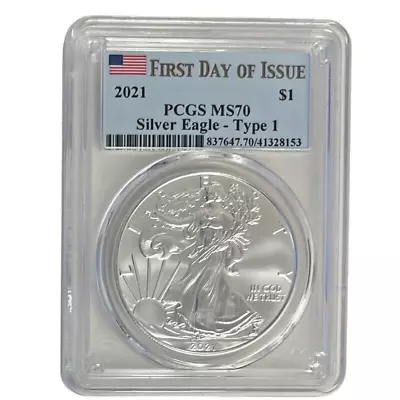 2021 (P) $1 Silver Eagle Type 1 PCGS MS70 First Day Of Issue • $43.88