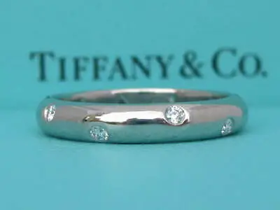 Tiffany & Co. Etoile .22 Diamond 4mm Platinum Eternity Wedding Band Ring 5.5 • $1750