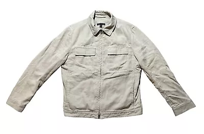 Banana Republic Jacket Mens Linen Cotton M Beige Full Zip Work Chore Y2K Vintage • $33.99