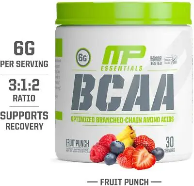 BCAA POWDER Amino Acid Post Workout Recovery Muscle Building Fruit Punch 30 Serv • $37.22