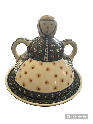 $35 • Buy Vintage Unikat-Boleslawiec Polish Pottery Dome Lady Cheese Keeper  Poland-Signed