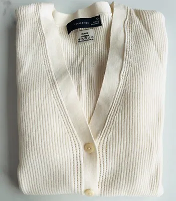 Ex FaMouS Store Cardigan Ribbed V Neck Button Down Black Cream Blue Yellow Pink • £8.95