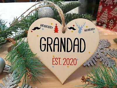 Handmade Christmas Hanging Wooden Heart Plaque Decoration Family Bauble Xmas • £3.99