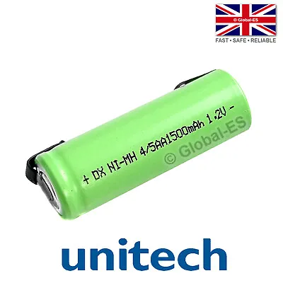 1.2V 4/5AA Tabbed Ni-MH Rechargeable Battery: Toothbrush / Razor - 1.2V 1500mAh • £7.99