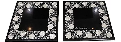 Marble Coffee Table Top Mother Of Pearl Inlay Work Corner Table Set Of 2 Piece • $703.80