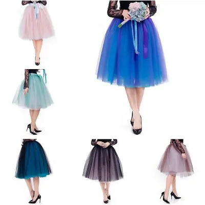£45.52 • Buy Women Mesh Tulle Skirt Petticoat 7 Layers Crinoline Underskirt Wedding Party New