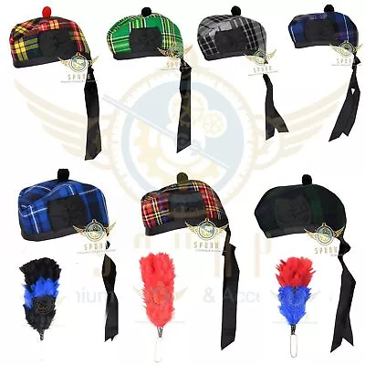 Scottish Highlander Military Piper Multi Tartan Colors GLENGARRY Kilt Cap/Hat  • $25.64