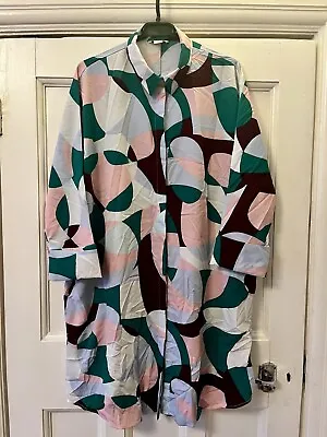 Monki Multicolour Abstract Op Art Print Shirt Dress Size M • $25.27