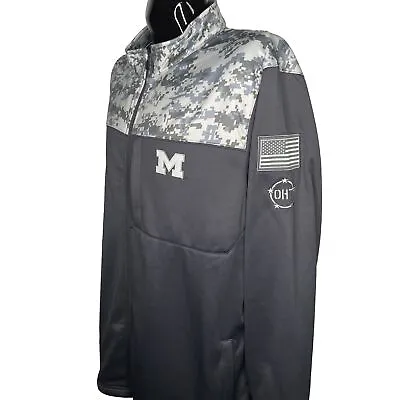 MICHIGAN WOLVERINES Jacket Mens Full Zip 3XL Gray Digital Camo OHT Military NCAA • $44.99