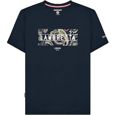 Lambretta Mens Paisley Print Mod T-shirt Navy • £14.95