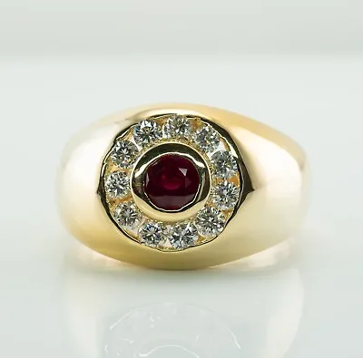 Mens Diamond Ruby Ring 14K Gold Band Estate • $3980