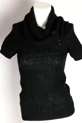 H&M DIVIDED Women's Sweater Sz 4 Black Cowl Neck Short Sleeve Rayon Mohair • $12