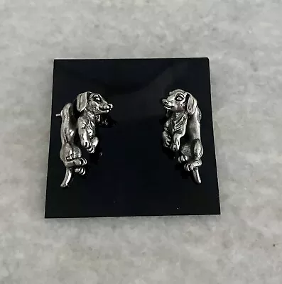 Cute Dachshund Wiener Dog Earrings Silver Tone Pewter ? • $15