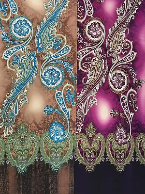 Polyester ITY Matte Jersey Spandex 2 Side Border Big Paisley Design Fabric • $8.99