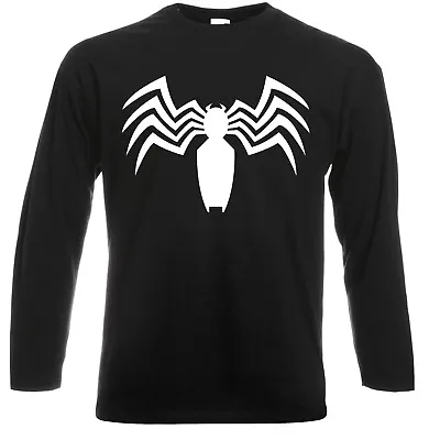 VENOM SPIDER Long Sleeve T-Shirt Spiderman Marvel DC Deadpool Gym Top Xmas Gift • £17.99