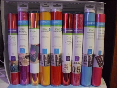 $64.99 • Buy Cricut Vinyl 9 Roll Bundle Glitter  Iron-on  Permanent  Removable  Mesh  NEW #7
