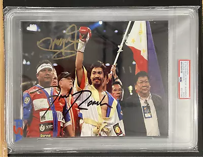 Photograph 8x10 Signed MANNY PACQUIAO FRED ROACH Autograph PSA/DNA Certfied AUTO • $350