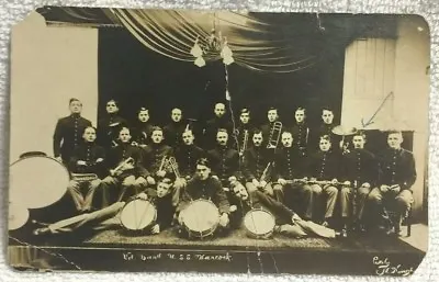 USS HANCOCK Military Band Brooklyn Navy Yard N.Y. PHOTO WWI Postcard RPPC 1911 • $26.12