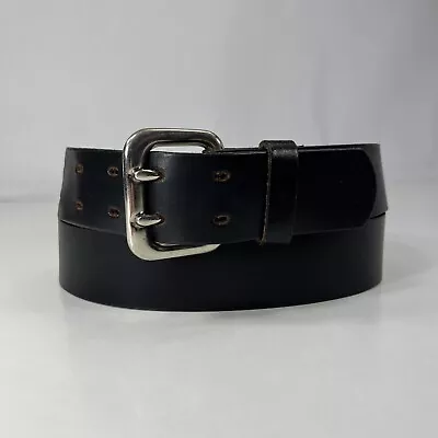 Two Prong Black Genuine Leather Work Belt - Made In USA - Men's Size 36 • $14.40