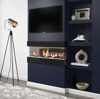 LED Flame Inset Electric Fire In Black With Remote Control 42 Inch • £249.95