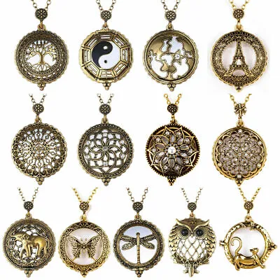 $3.84 • Buy Magnifying Glass Locket Necklace Pendant Monocle Gold Chain Mother's Day Gift