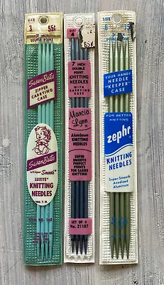 Vintage Knitting Needles Lot Of 3 Susan Bates Zephr Marcia Lynn NOS VTG • $5.99