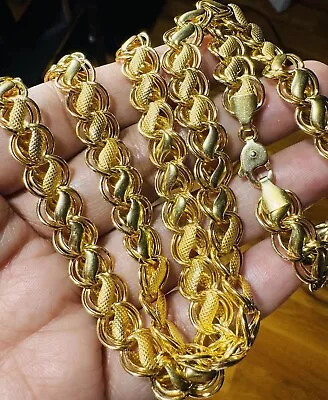 18K 750 Gold Mens Damascus Chain Necklace 24” Long 10mm 18.4g • $2136