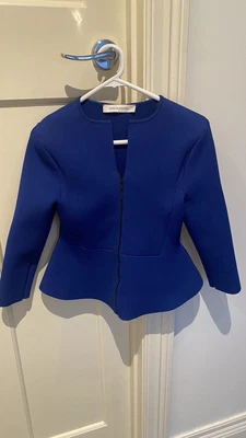 $109 • Buy Scanlan Theodore Crepe Knit Jacket Zip Blue Size M