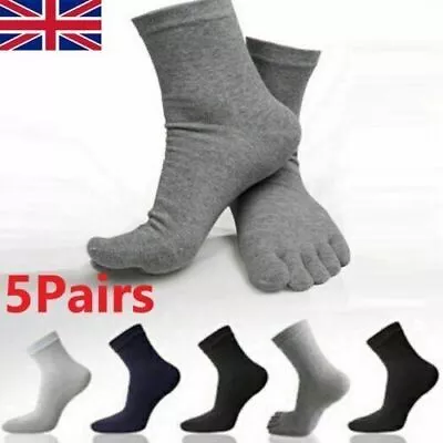 5 Pairs Five Toe Socks Absorbent Stockings Men's Cotton Blend Soft Five Fingers • £4.99