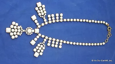 J. Crew Bubble Bib White Lucite Statement Collar Necklace Antiqued Gold 20.5  EC • $85
