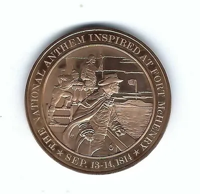 1814 FORT McHENRY BALTIMORE MARYLAND NATIONAL ANTHEM BRONZE COIN MEDAL  • $6