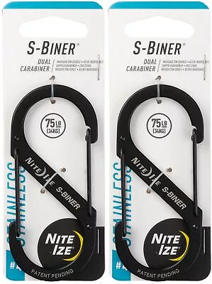 Nite Ize S-Biner Stainless Steel Dual Carabiner #4 - Black (2-Pack) • $12.26