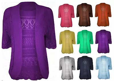 £9.95 • Buy New PLUS Size Ladies Crochet Knitted Bolero Shrug Open Front Cardigan Top 16-24