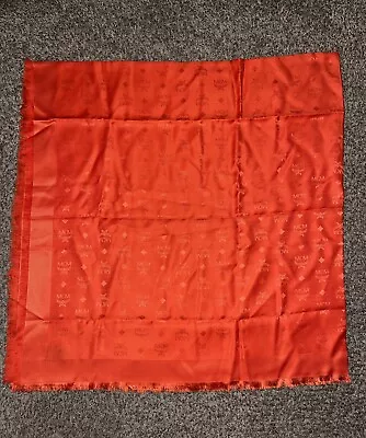 NWT MCM Orange Silk/Modal Monogram Jacquard Square Scarf • $100