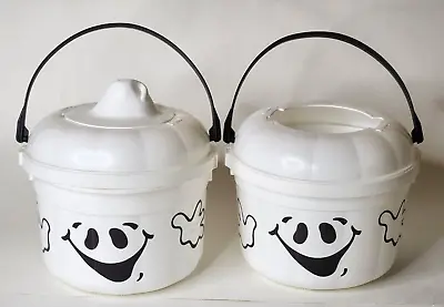 Vintage Set 2 McDonald’s Happy Meal Halloween Pail White Ghost Bucket 1988 • $20