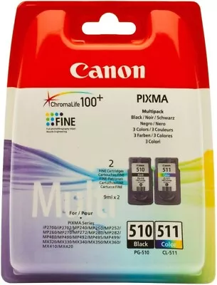 Genuine Canon PG-510 CL-511 Multipack Ink Cartridges Pixma IP2700 MP230 IP2702 • £35.65