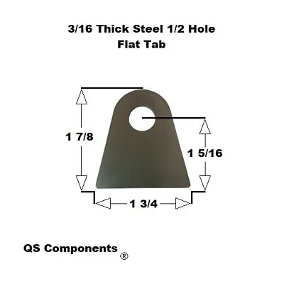 Chassis Rod End Tab 1/2  Hole 3/16  Thick 1 7/8  Tall Steel Flat Tab Weldable • $1.65