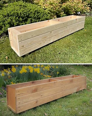 Wooden Planter Boxes Garden Plant Box Pot Veg Herb Grow Trough Outdoor XL Long • £48.99
