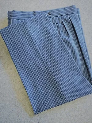 Mens Blue Pinstripe Trouser Morning Suit Masonic Ascot Wedding Dress • £25