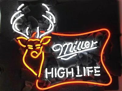 Miller High Life Deer Lite Beer 17 X13  Neon Light Sign Lamp Bar Open Wall Decor • $122.49