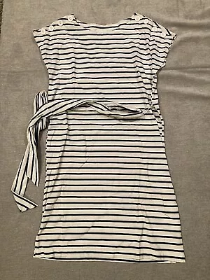 Maternity Small White/navy Stripe Dress Only Worn Once Motherhood Maternity • $15