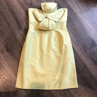 Womens J.Crew Bow Monde Taffeta Lime Green Strapless Dress Size 4 • $24.95