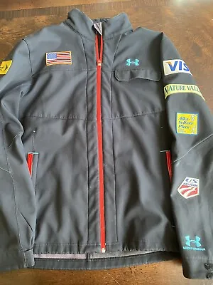 Under Armour USA Mens L Ski Team Jacket Coat Storm Black Rare Free Shipping • $125