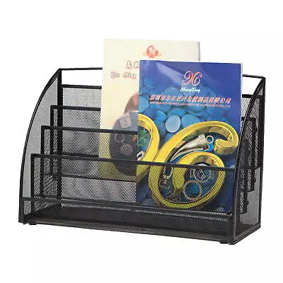 4 Pocket Metal Mesh Newspaper And Magazine Rack Black • $28.49