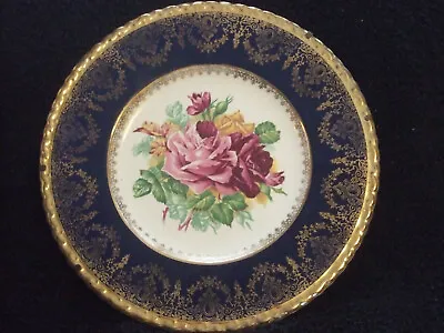 Vintage T.G.Green & Co. Church Gresley Potteries Ornate Gilded Cake Plate Roses • $55