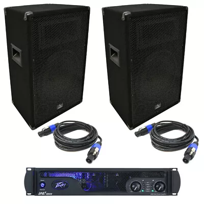 (2) Harmony Audio HA-V12P DJ 12  450W PA Speaker Peavey IPR2 2000 Amp & Cables • $590.99
