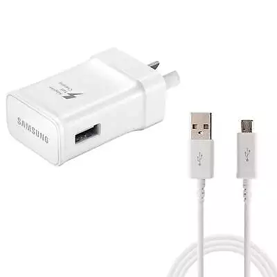 Genuine Samsung Fast Wall Charger Adapter & Micro USB Cable Cord Galaxy S6 S7 • $31.95