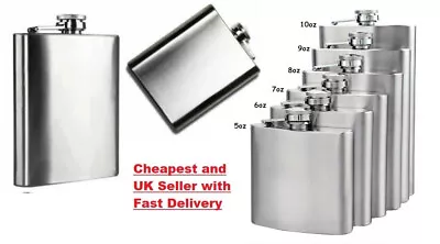 £3.98 • Buy ⭐HIP FLASK Stainless Steel Pocket Drink Whisky Flasks Alcohol Best Gift Steel UK